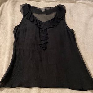 100% silk sheer Ann Taylor button blouse in black. Medium in size!